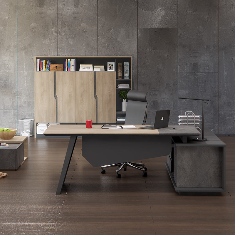 BAXTER 190cm Acacia Wood & Carbon Grey Display Cabinet - Perfect for Living Room, Dining Room, or Office Storage & Display