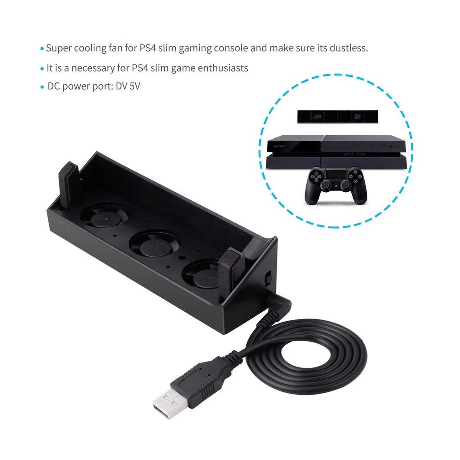 OSTENT High-Speed External Cooling Fan with Turbo Cooler for Sony PS4 & PS4 Slim - Prevent Overheating for Extended Gaming Sessions