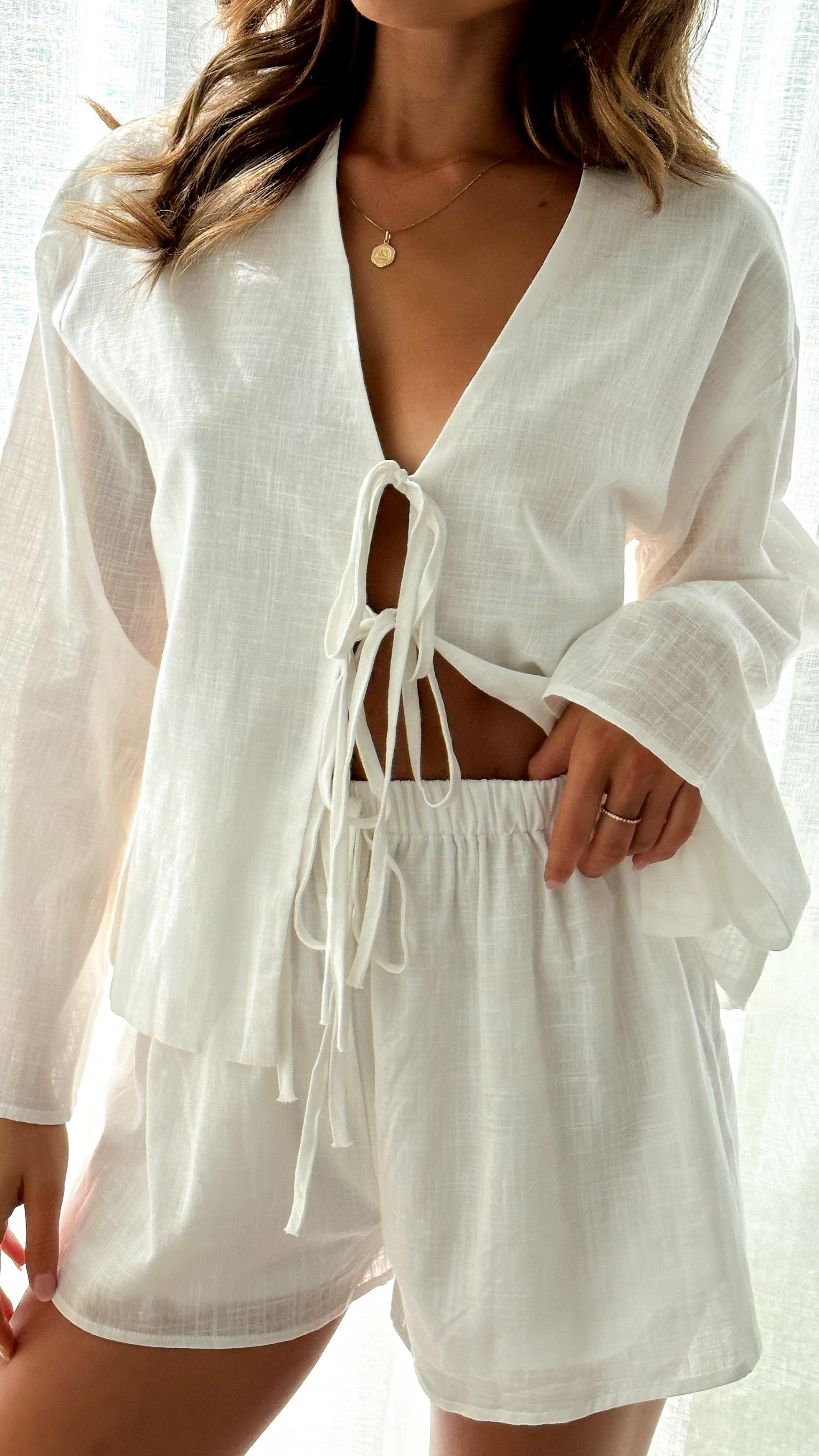 Iveena Women's Summer White Top and Shorts Set - Casual Outfit for Beach, Vacation & Streetwear