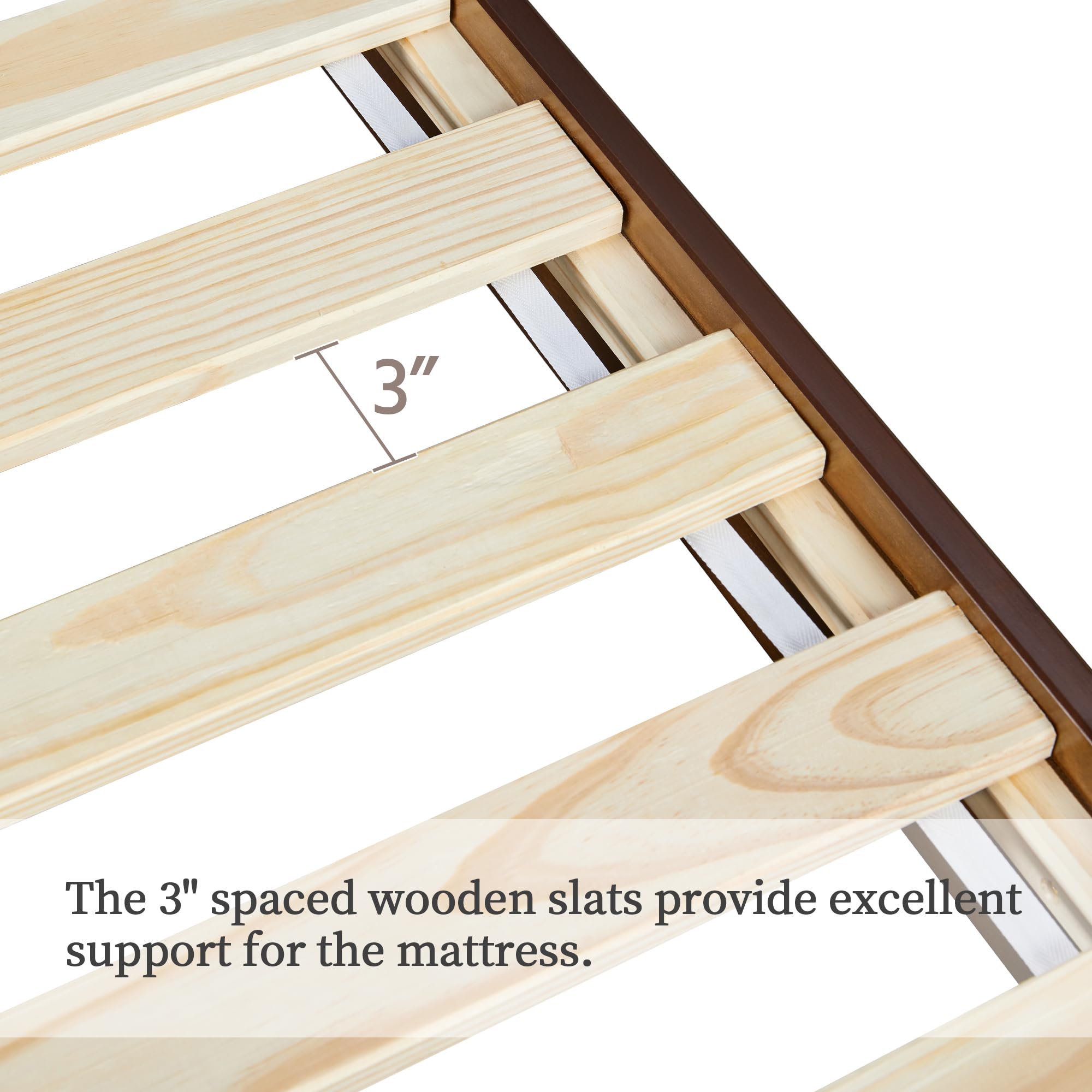 Yaheetech Queen Size Solid Pine Wood Platform Bed Frame with Wooden Slats - Headboard Compatible, 7.5