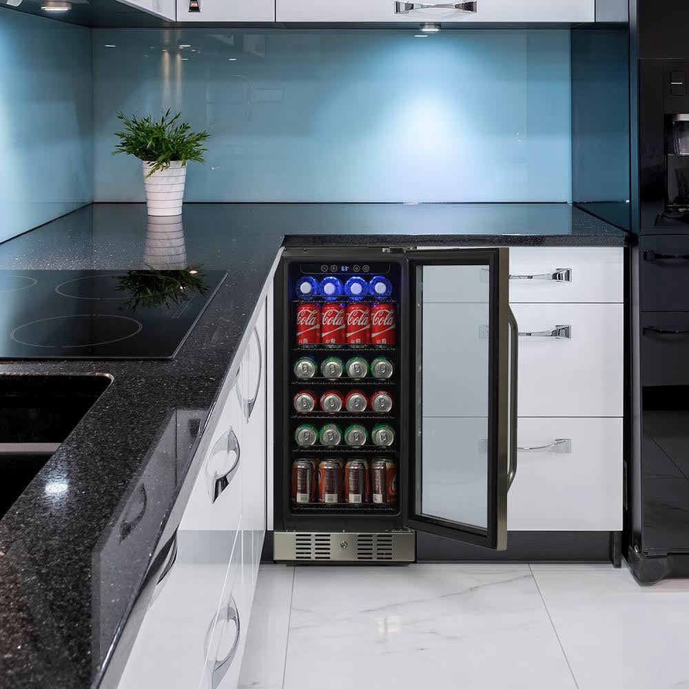 Newair® 96 Can Built-In Stainless Steel Beverage Refrigerator - Perfect for Home Bars, Office, and Entertaining Spaces