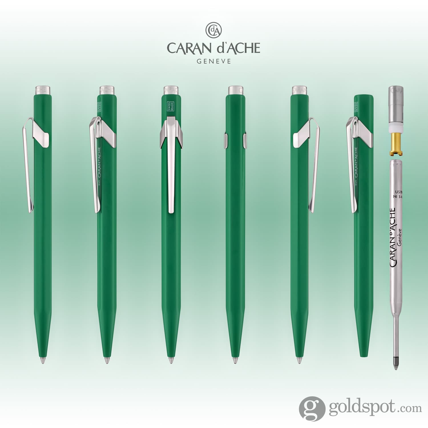 Premium Caran d'Ache 849 Metal Collection Ballpoint Pen - Elegant Green Ink Pen for Writing, Signing & Gifting - Perfect for Office, School & Luxury Everyday Use