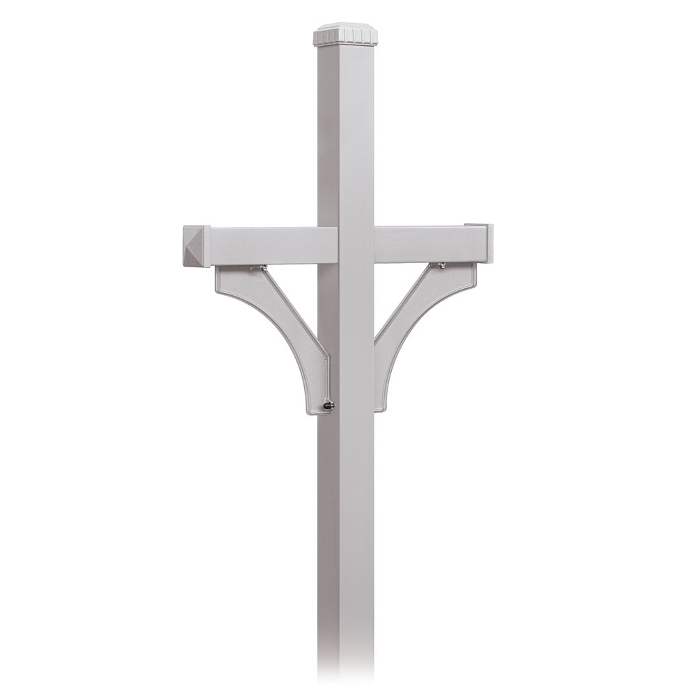 Salsbury Industries 4372SLV Deluxe 2-Sided In-Ground Mailbox Post - Silver Finish for Roadside Mailboxes | Durable & Weather-Resistant | Perfect for Residential Driveways & Rural Mail Delivery