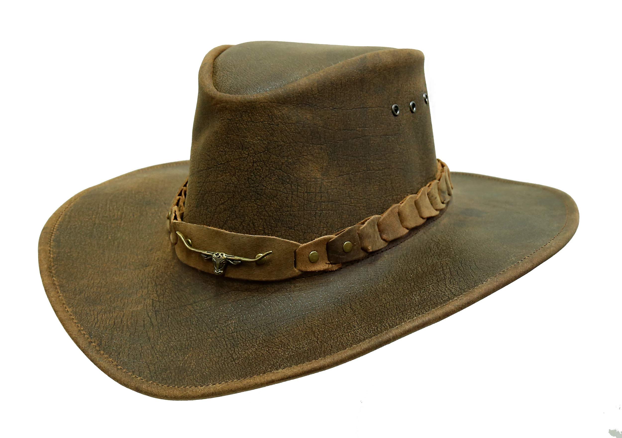 KAKADU Brumby Shapeable Leather Hat for Men & Women - Adjustable Outback Cowboy Hat for Sun Protection, Outdoor Adventures, and Country Fashion