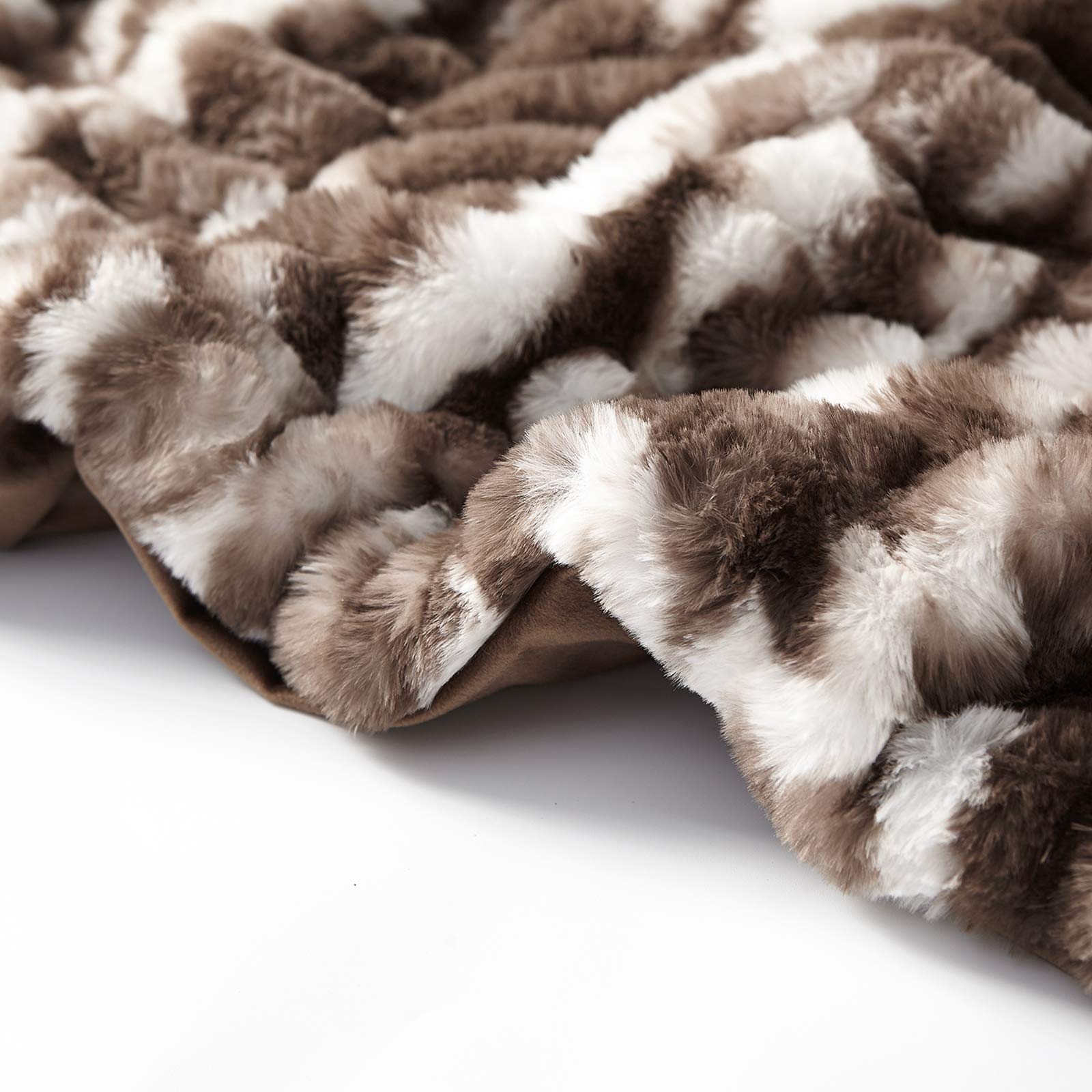 YnM Fluffy Faux Fur Weighted Blanket (Coffee, 50''x60'' 10lbs) - Ultra Soft Luxury Weighted Blanket for Adults & Kids - Perfect for Stress Relief, Anxiety, Sleep & Relaxation at Home or Office