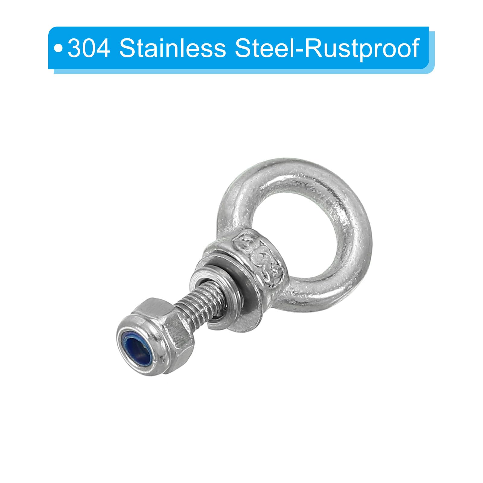 PATIKIL 3Pcs M3 x 9mm 304 Stainless Steel Shoulder Eye Bolt with Nuts & Washers - Heavy Duty Lifting Ring Eyebolt for Hanging Hammocks, Outdoor Gear, and Home Decor - Perfect for Camping, Garden, and DIY Projects