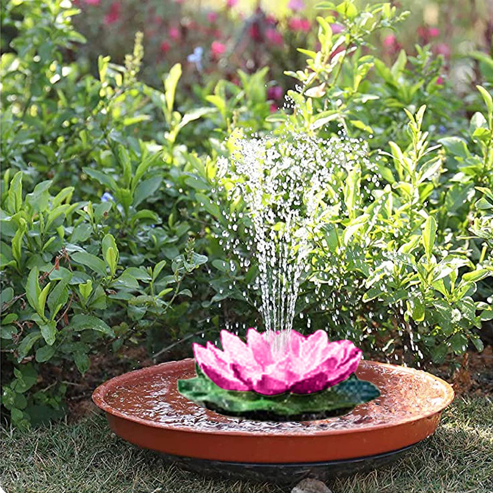Solar Powered Fountain Bird Bath with 6 Nozzles - Free Standing Floating Lotus Outdoor Water Feature for Garden, Pond, Patio & Pool Decor | Solar Water Pump for Bird Watching & Relaxing Outdoor Spaces