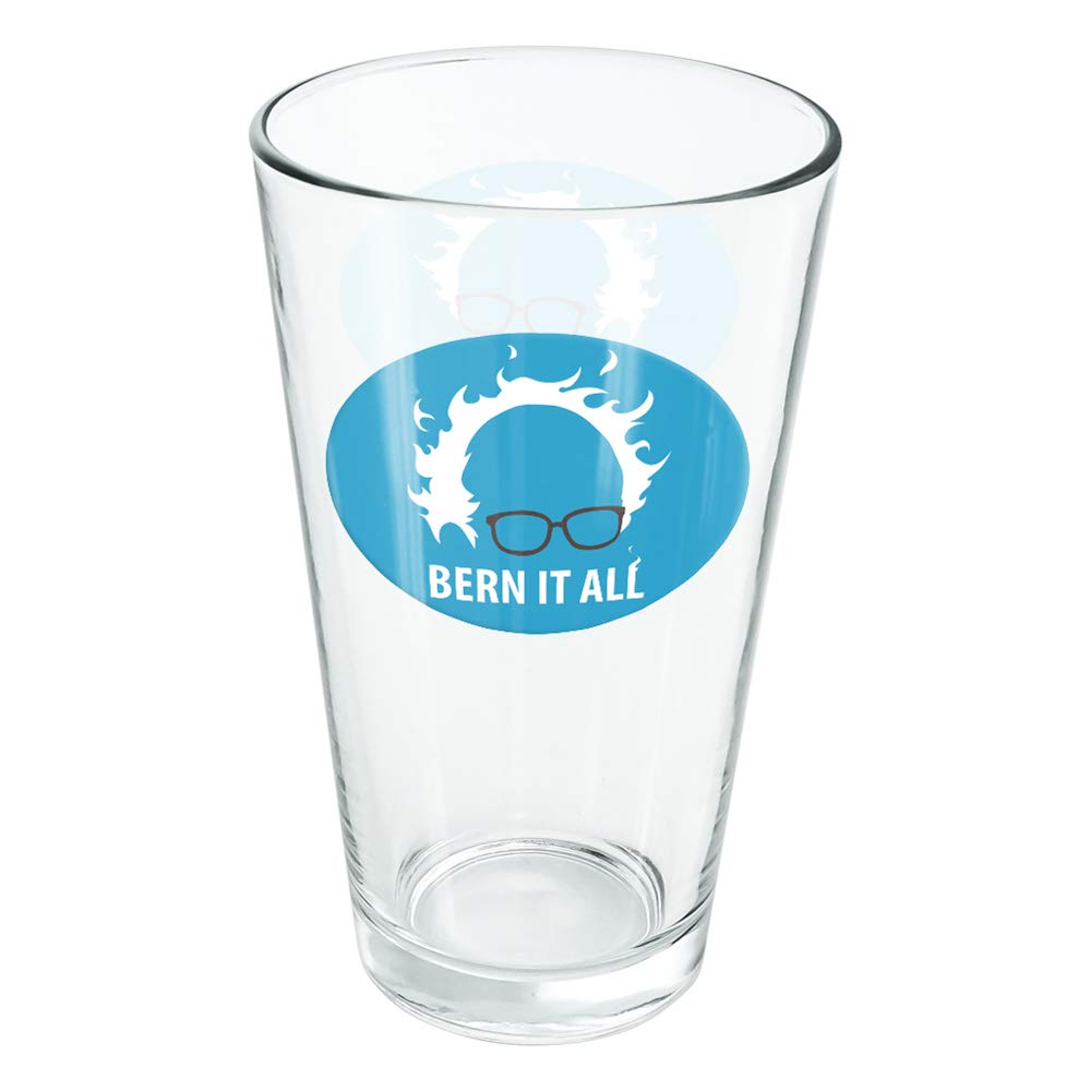 LOGOVISION Bernie Sanders Burning Democrat 16 oz Pint Glass - Tempered Beer Mug with Printed Design - Perfect Political Fan Gift for Beer, Soda & Cold Drinks - Great for Parties, Game Nights & Political Events