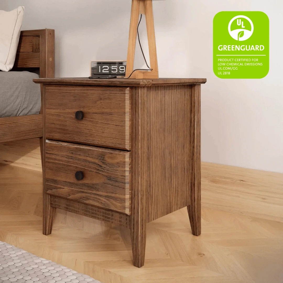 Greenport 2 Drawer Nightstand - Modern Bedside Table with Storage, Solid Wood Bedroom Furniture for Small Spaces - Perfect for Bedrooms, Dorms & Apartments