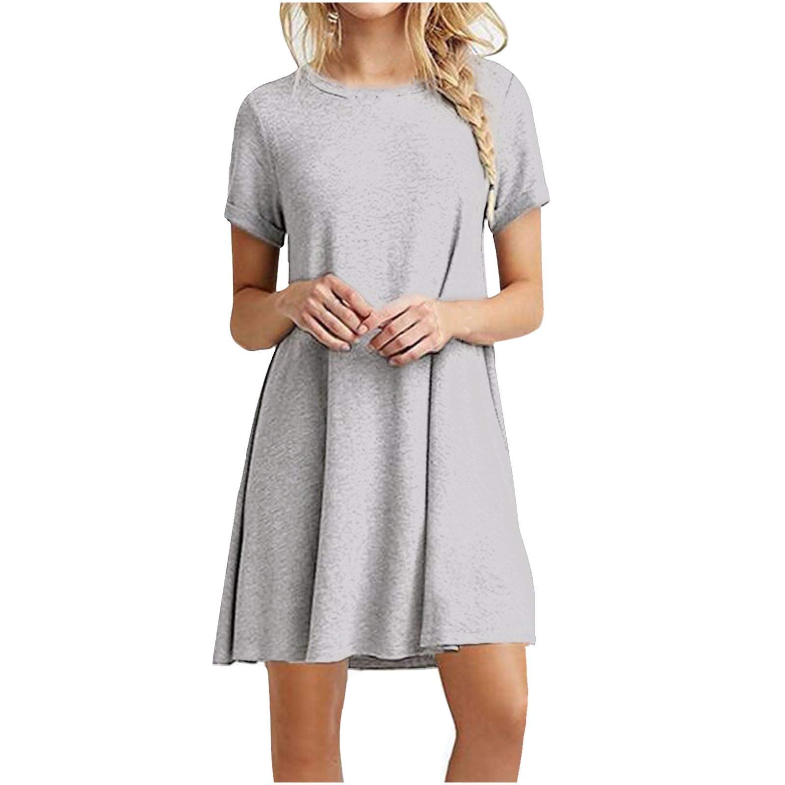 Women's Floral Short Sleeve Midi Dress - Lightweight Summer T-Shirt Dress for Casual Wear | Perfect for Beach Outings, Picnics & Everyday Comfort