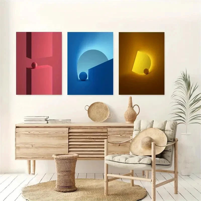 3-Piece Classic Modern Cartoon Theme Metal Wall Art - Ready to Hang Home Decor for Living Room, Bedroom & Office