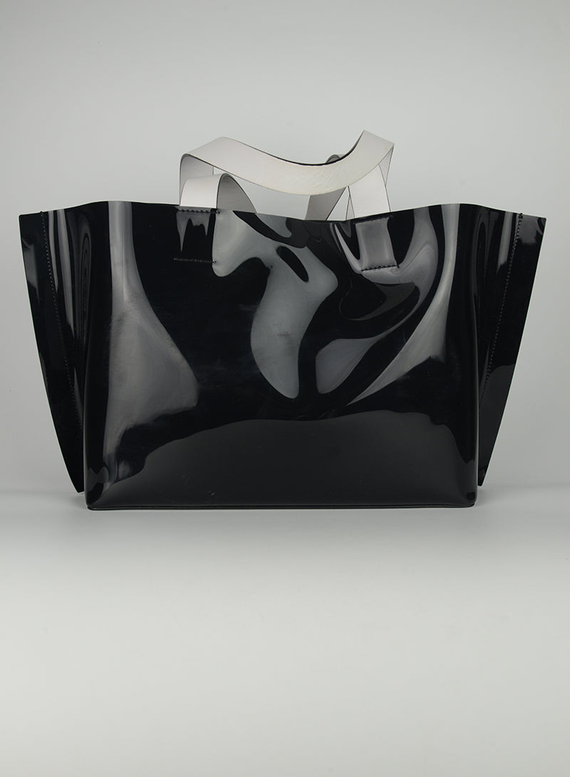 Valentino Black PVC Shopper Bag - Stylish & Durable Tote for Women | Perfect for Work, Travel & Everyday Use