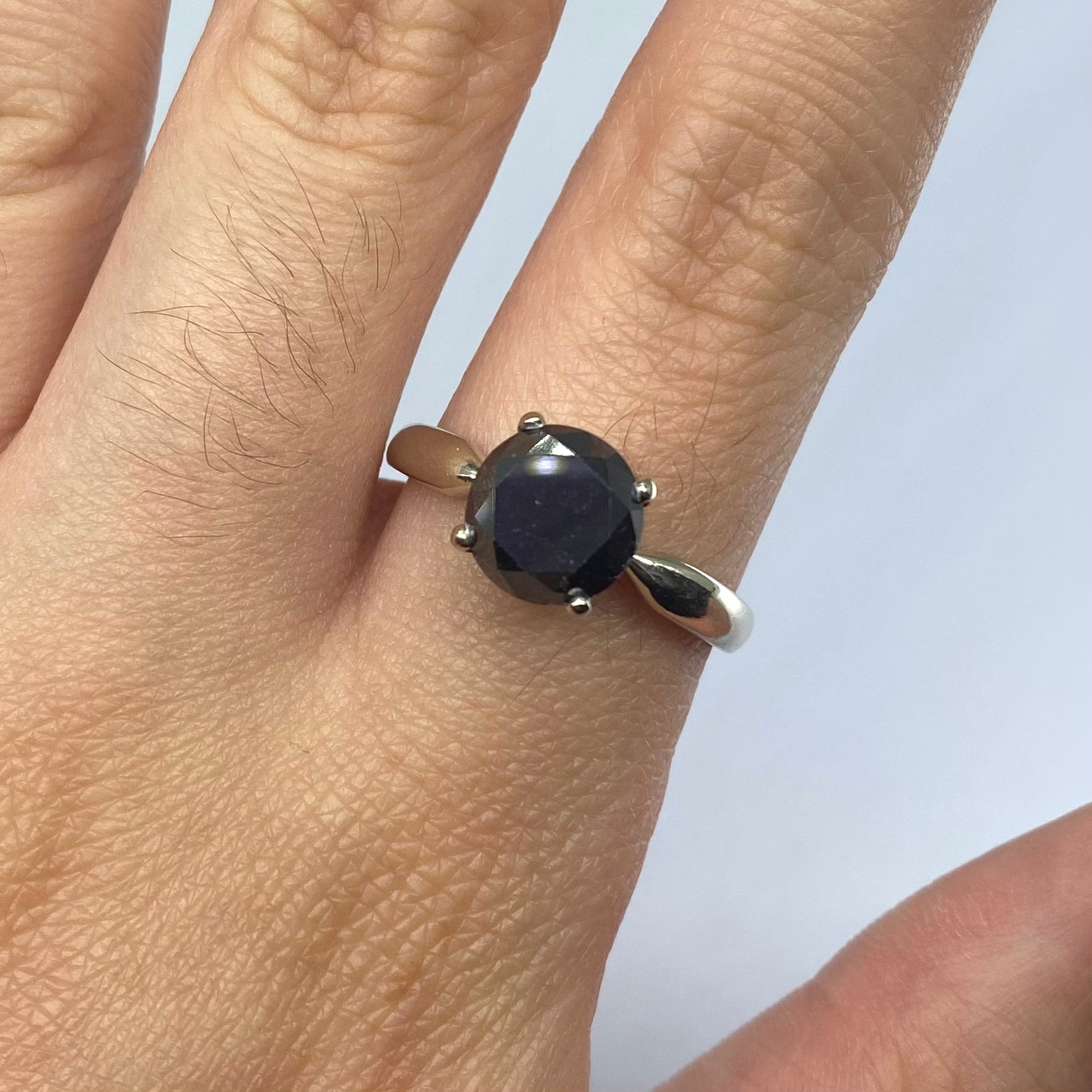 2.27ct Black Diamond Solitaire Ring for Women - Size 9 | Elegant Engagement & Wedding Band | Perfect for Proposals, Anniversaries & Special Occasions