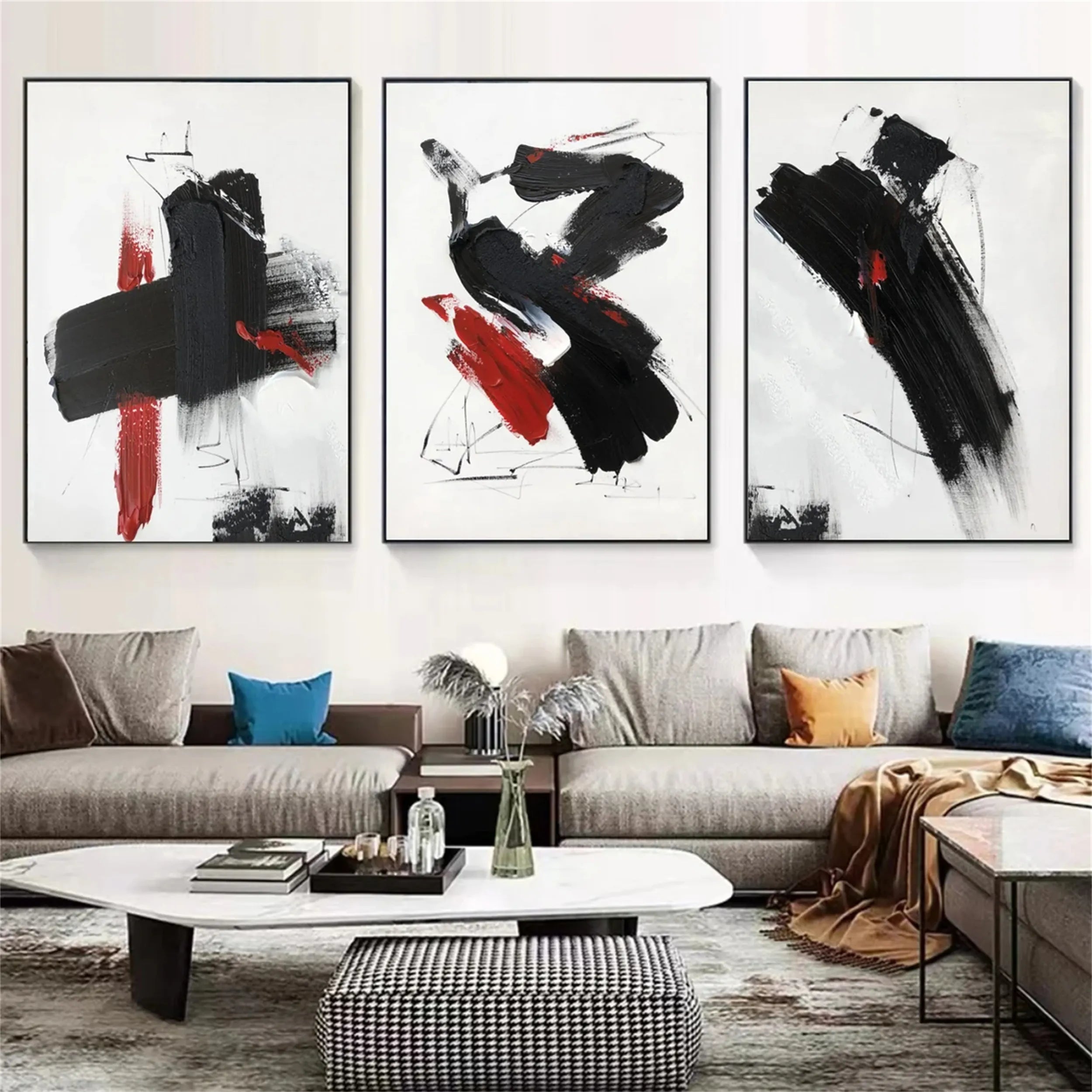 Minimalist Balance Canvas Painting Set of 3 - Abstract Wall Art for Living Room, Bedroom & Office Decor | Modern Home Decor | #MM287