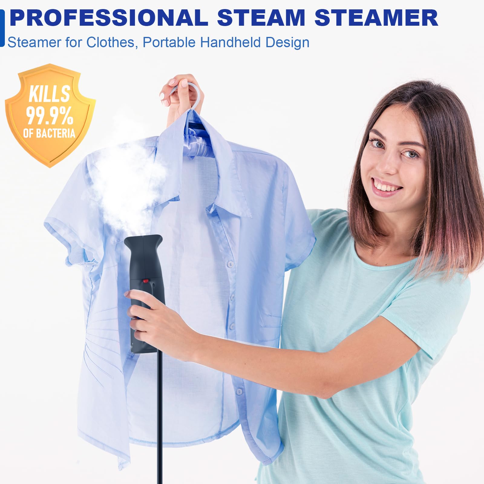 Portable Handheld Garment Steamer - Powerful Wrinkle Remover for Clothes, Quick Heating Travel Steamer for Home & On-The-Go (Black) | Perfect for Business Trips, Vacations & Daily Outfit Care