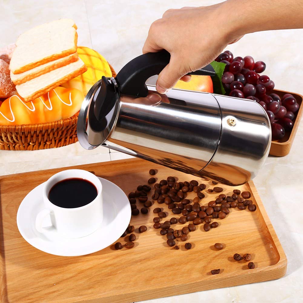 Premium Insulated Stainless Steel Espresso Coffee Maker - 200ml Heat-Resistant, Durable & Safe for Home, Office, Camping & Travel Use