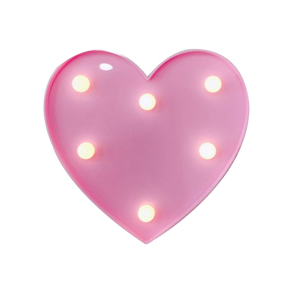 Heart Shaped LED Marquee Light - Plastic Light Up Sign for Night Light, Wedding, Birthday Party, Christmas Decor - Perfect for Home, Bar, Nursery & Romantic Bedroom Ambiance