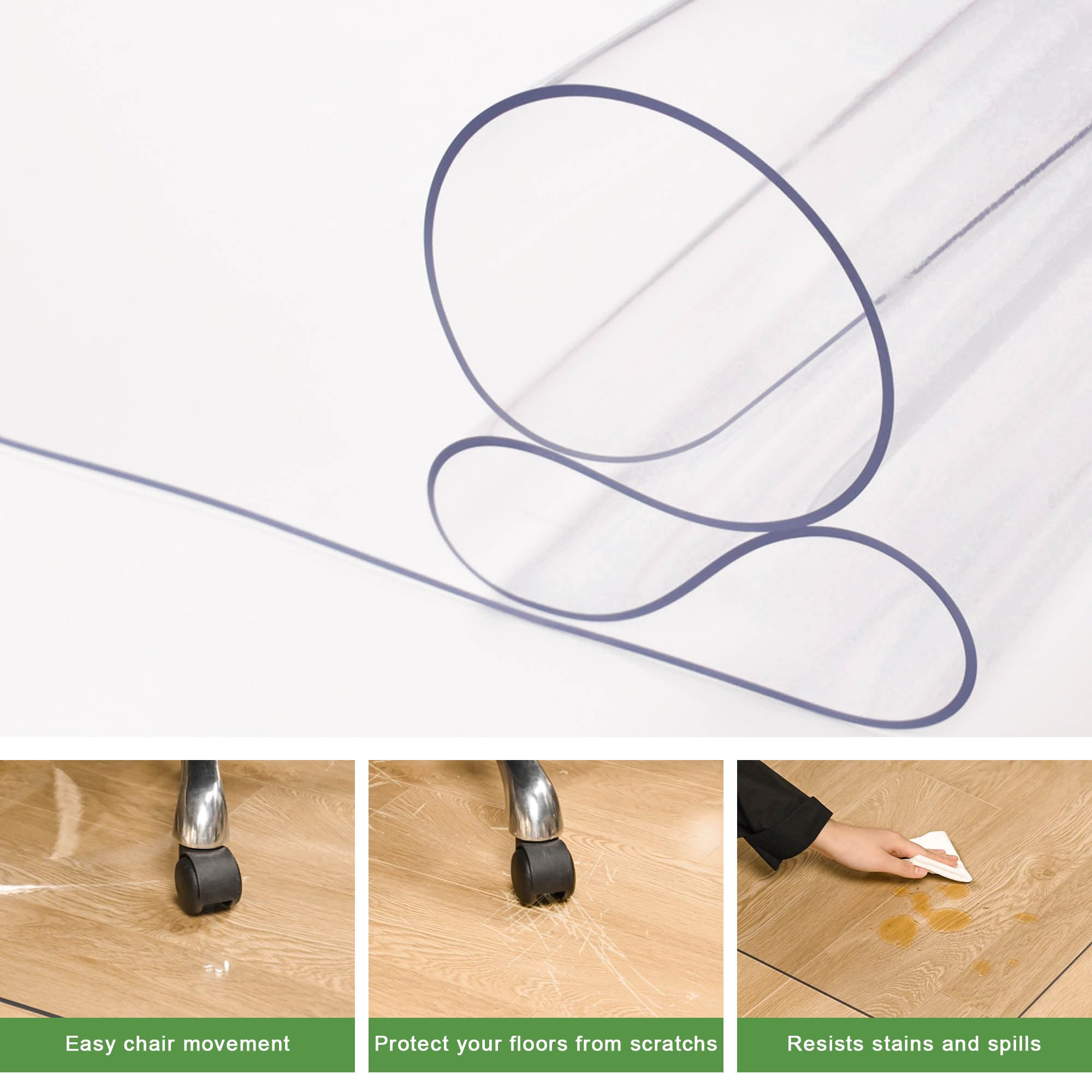 Premium Crystal Clear Office Chair Mat for Hardwood Floors - 1/8