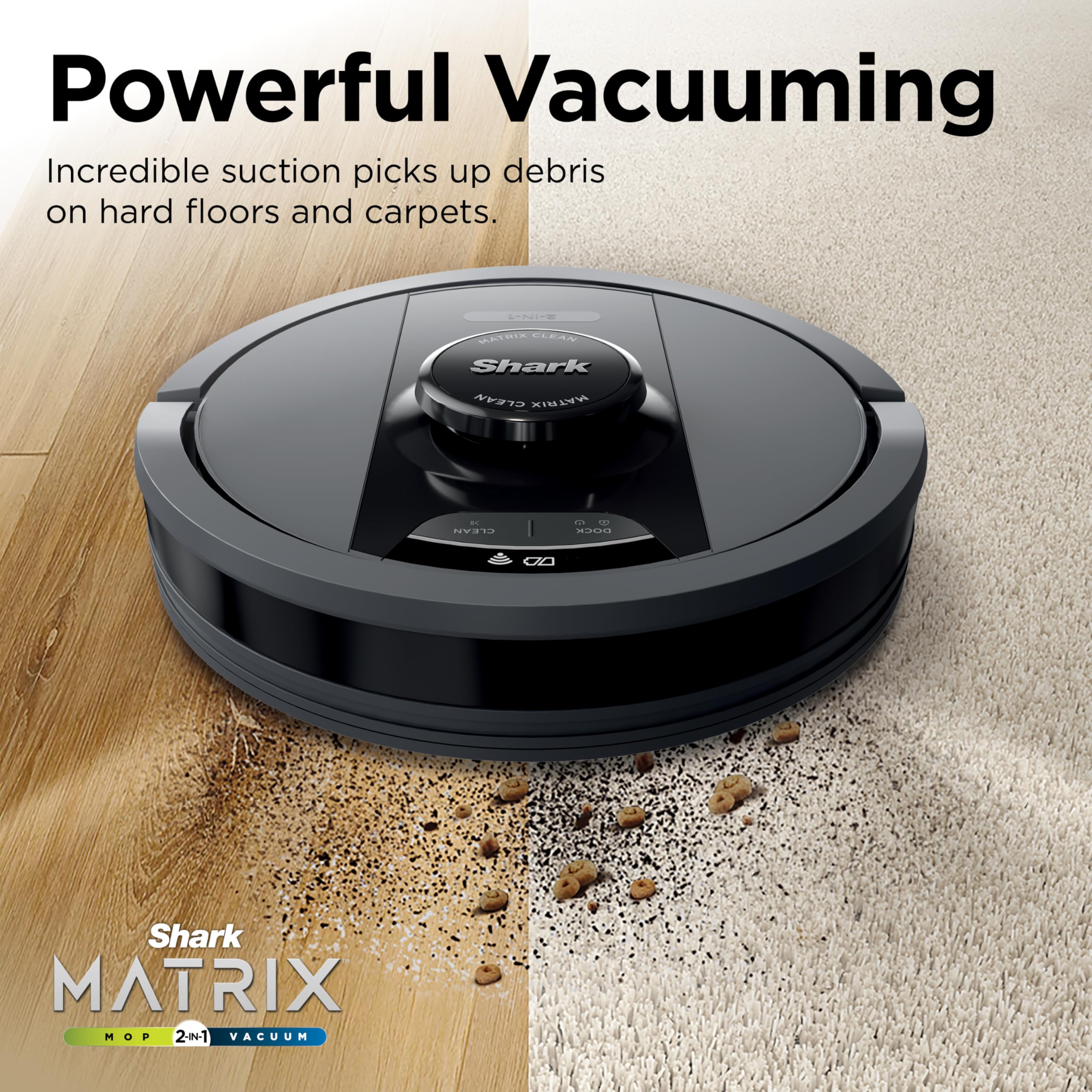 Shark Matrix Plus 2-in-1 Robot Vacuum and Mop with Sonic Mopping, Smart Home Mapping, Self-Empty Base, WiFi & Alexa Voice Control - Ideal for Pet Hair, Hardwood Floors & Carpets (Renewed, Model RV2400WS) - Perfect for Homes with Pets, Large Rooms & Busy Families