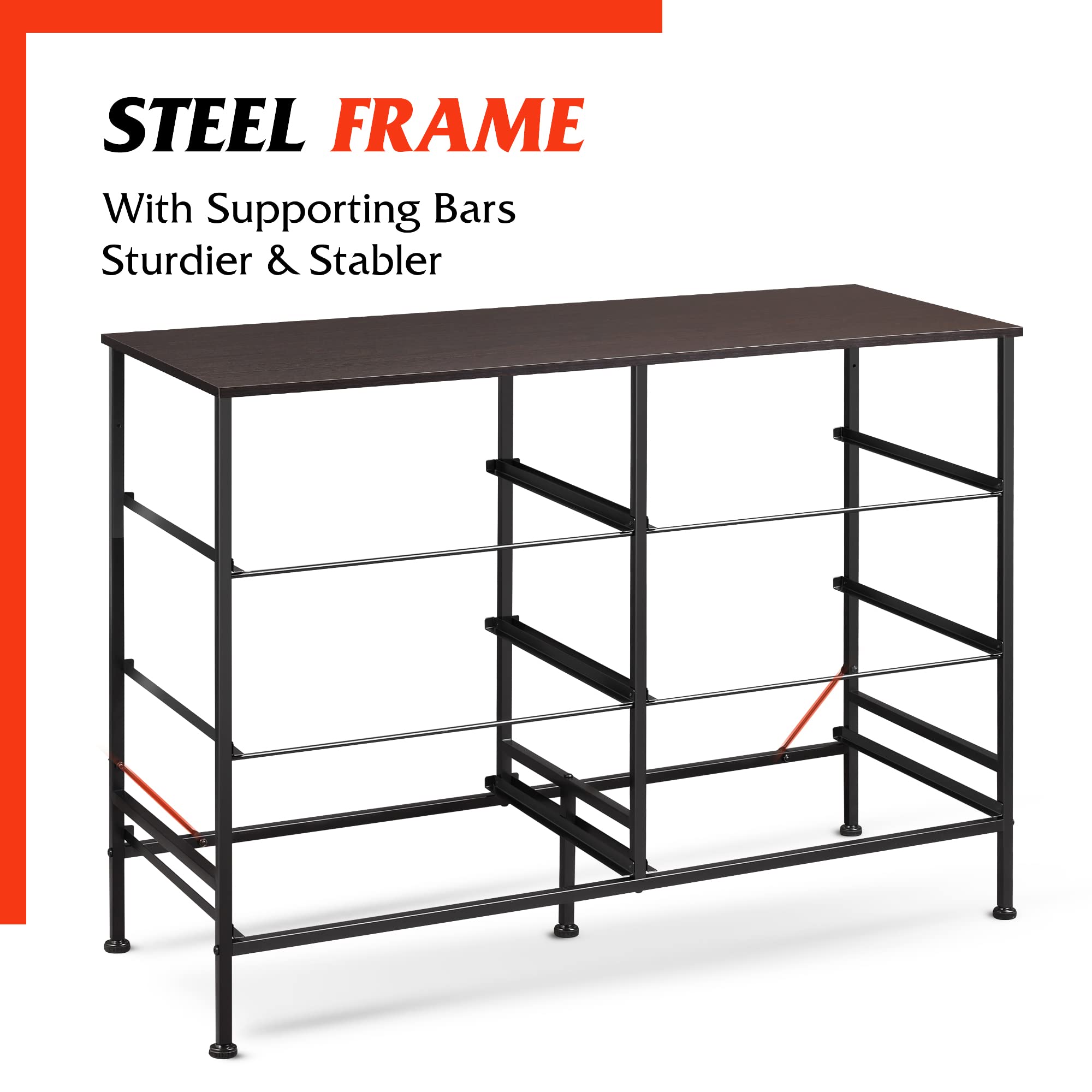 WLIVE 6-Drawer Fabric Dresser for Bedroom & Living Room - Sturdy Metal Frame Dresser with Wooden Top, TV Stand for 50 Inch TV, Storage Organizer for Hallway - Dark Gray | Perfect for Small Spaces & Apartment Organization