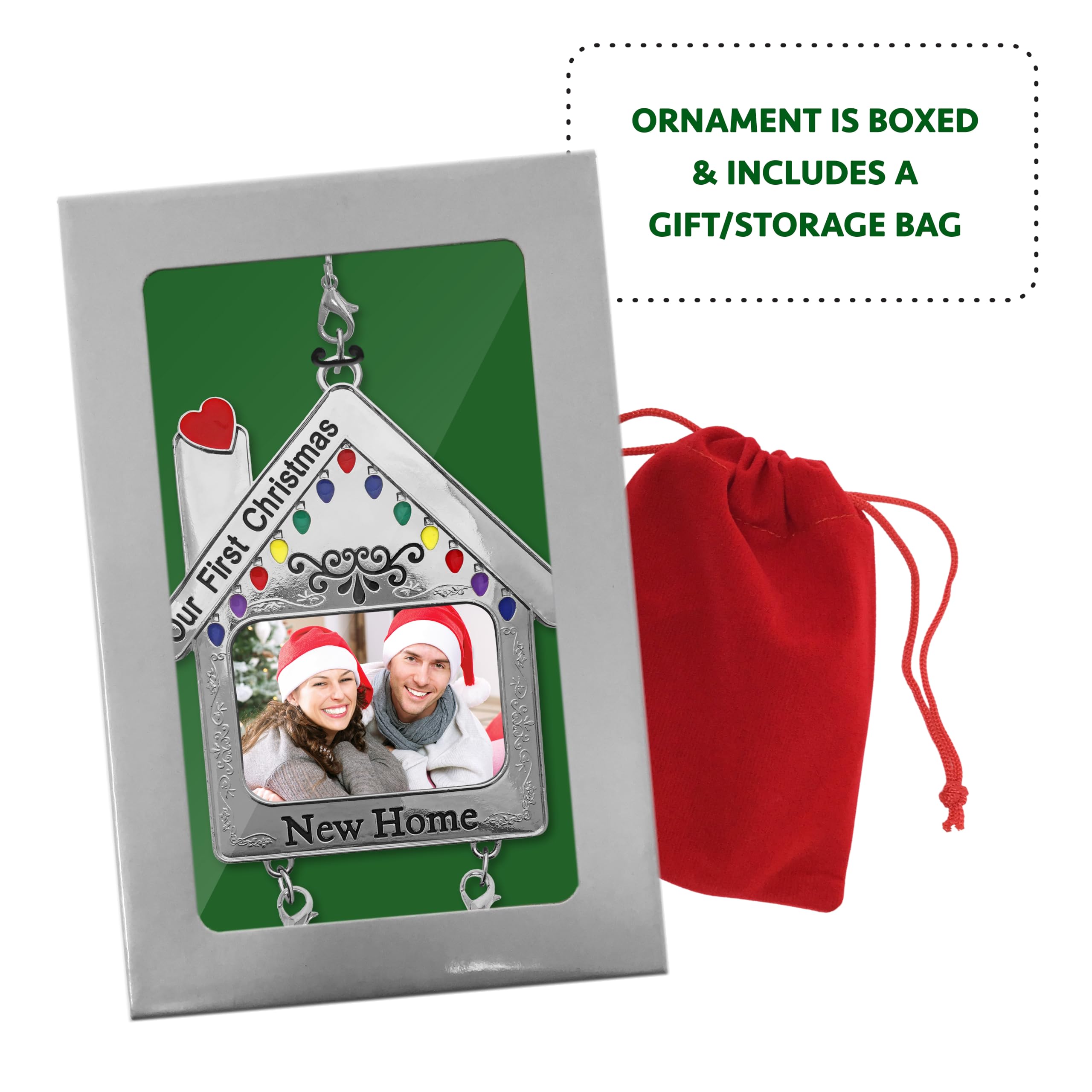 2024 Our New Home Christmas Ornament - First Christmas in New House EST. 2024 - Personalized Picture Keepsake - Housewarming Gift for New Homeowners - Includes Gift Bag - Perfect for Tree Decor & Holiday Memories