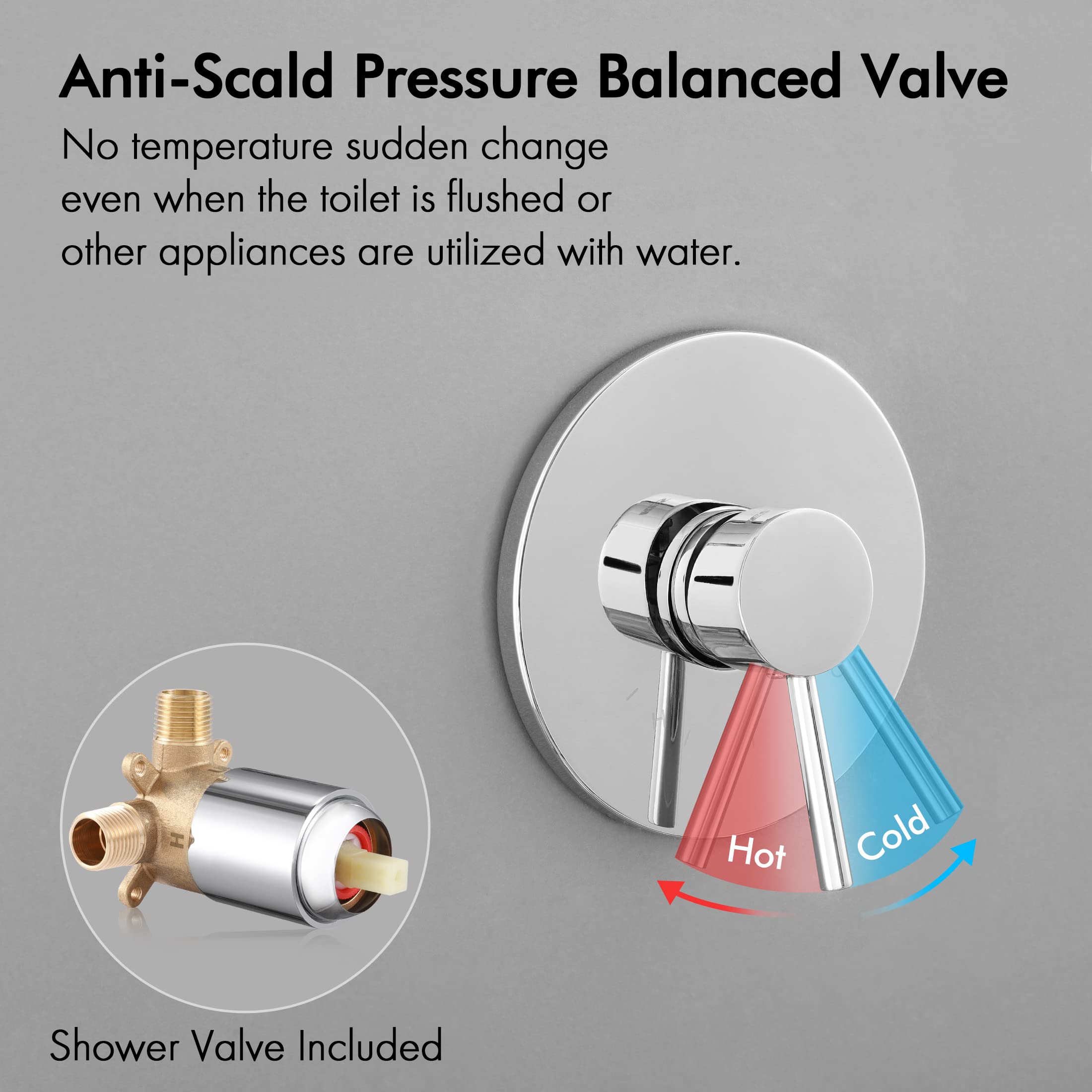**KES XB6202F18-CH Polished Finish Pressure Balance Shower Valve and Trim Kit with Rain Shower Head - Wall Mount Complete Shower Faucet Set for Luxurious Bathroom Upgrade**    *(Ideal for modern bathrooms, spa-like showers, and home renovation projects)*
