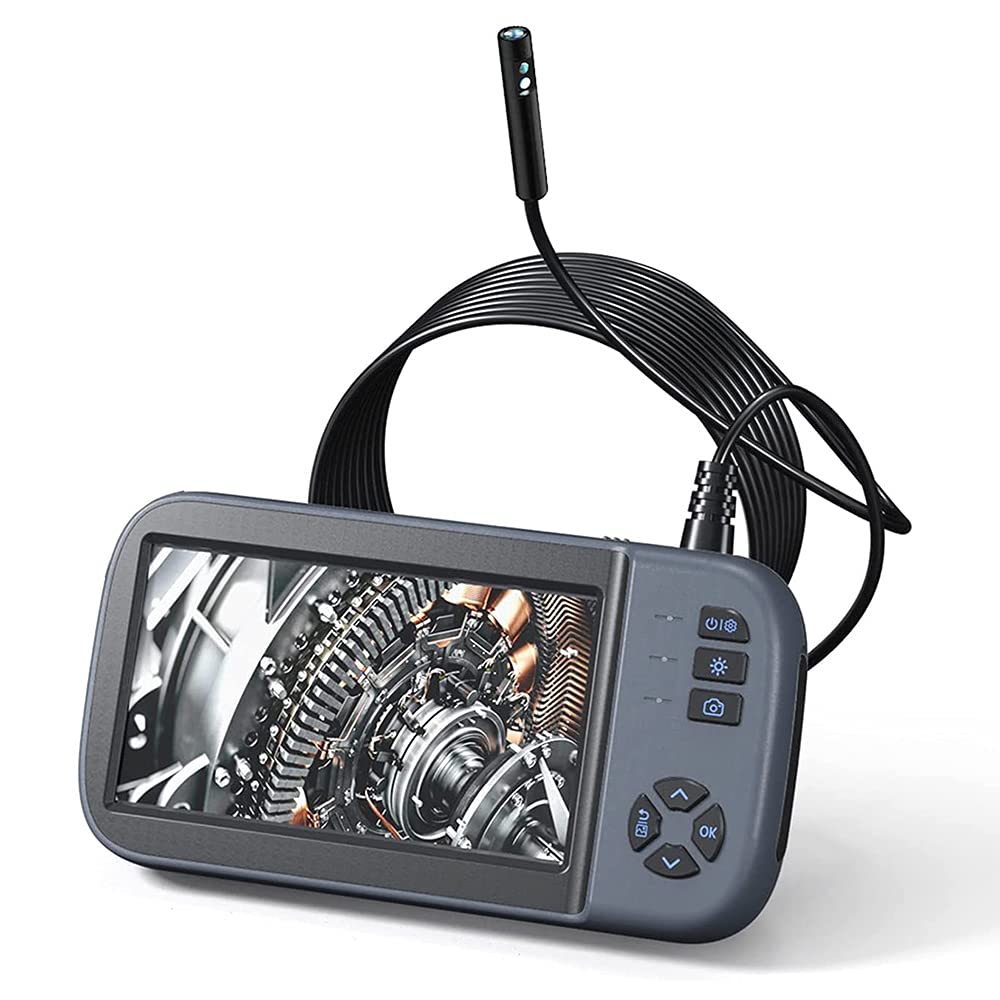 **ZLH Dual Lens Industrial Endoscope - 1080P HD Borescope Inspection Camera with 7.9mm IP67 Waterproof Probe, 6 LED Lights & 16.5FT Semi-Rigid Cable (5m) - Ideal for Plumbing, HVAC, Automotive & Sewer Inspections**