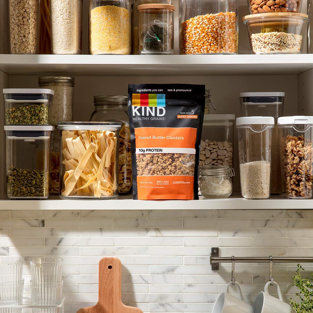 KIND Healthy Grains Clusters - Peanut Butter Whole Grain Snacks | Gluten Free, Low Sugar, 17 Oz (6 Count) | Perfect for On-the-Go Breakfast & Healthy Snacking