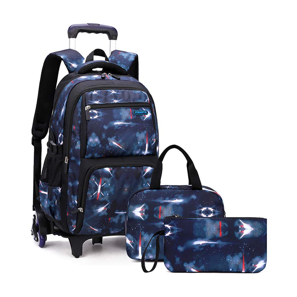 VIDOSCLA 6-Wheel Rolling Backpack for Kids & Teens - Space Themed School Book Bag with Wheels, Durable Trolley Luggage for Boys and Girls - Perfect for School, Travel, and Daily Commute