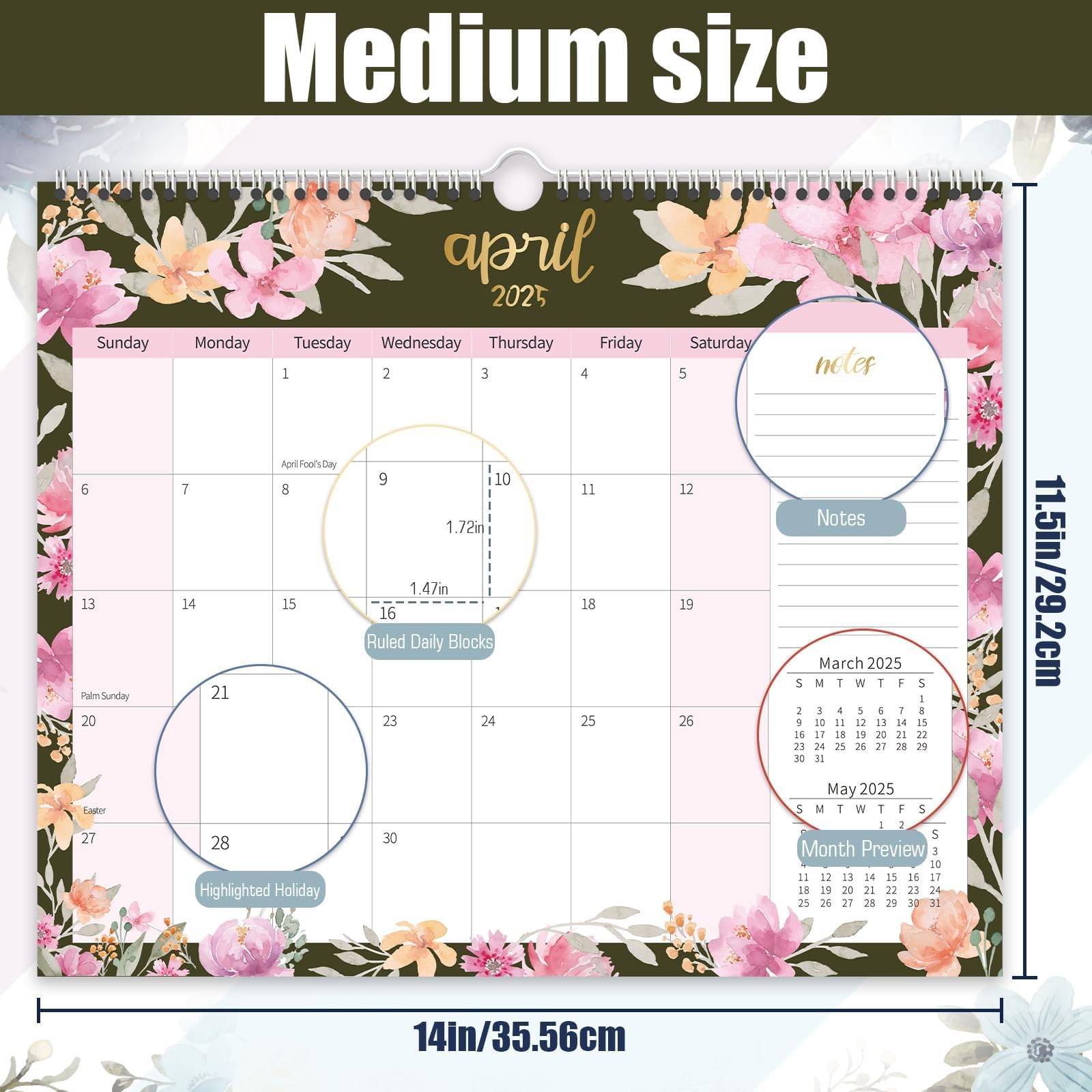 OuMuaMua 2025-2026 Wall Calendar - 18 Month Hanging Planner (January 2025 to June 2026) - 14