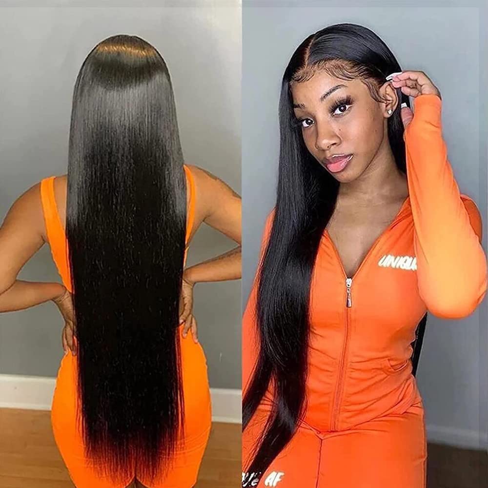 YISEA 100% Unprocessed Brazilian Virgin Human Hair Bundles with 13x4 Lace Frontal - Straight Hair Extensions (22 24 26 28+20 Frontal) - Perfect for Salon Styling, Weaving, and Natural-Looking Hairstyles