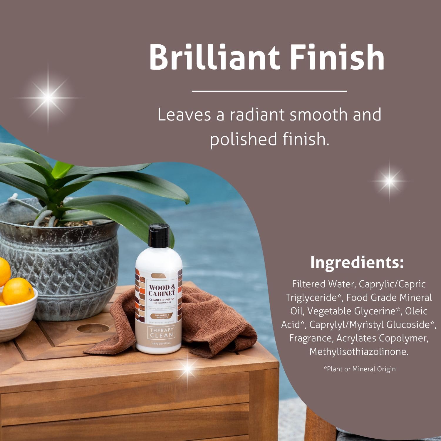 Natural Almond Scent Wood Cleaner & Polish 16oz (2 Pack) - Safe for Cabinets, Tables & Furniture - Restores Shine & Conditions Wood - Perfect for Home, Office & Antique Care