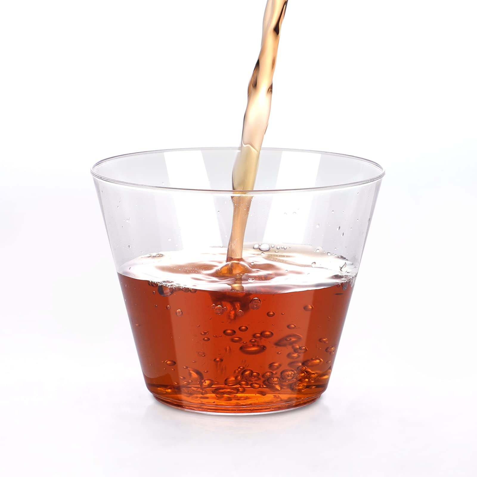 EASERCY 9 Oz Clear Plastic Cups - 100 Pack Disposable & Recyclable Party Cups for Wine, Cocktails, Weddings, and Elegant Events - Perfect for Home Decor, Bridal Showers, and Celebrations