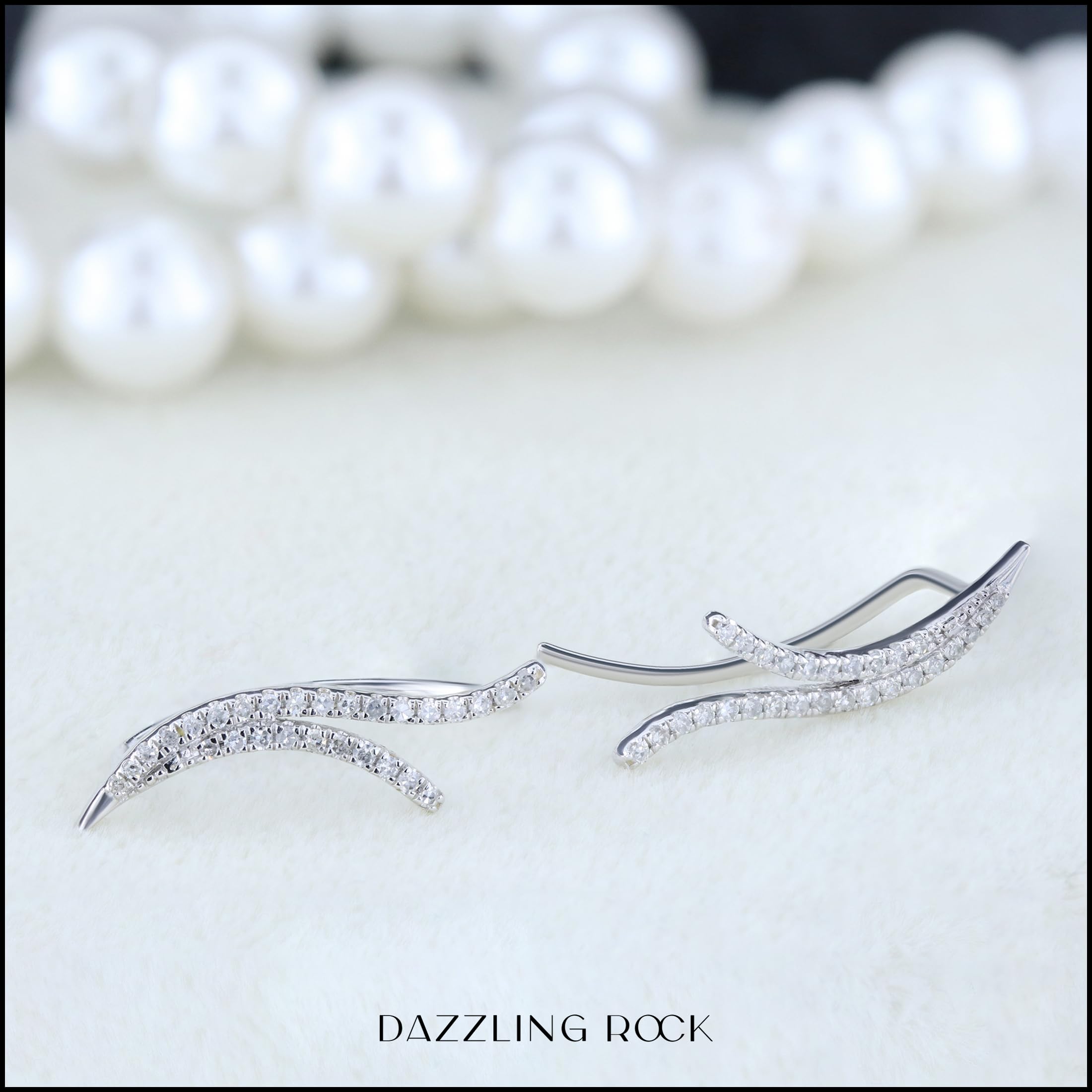 0.20 Cttw Round White Diamond Crawler Climber Earrings for Women - 18K Solid Gold Dazzlingrock Collection | Elegant & Luxurious Jewelry for Parties, Weddings & Special Occasions