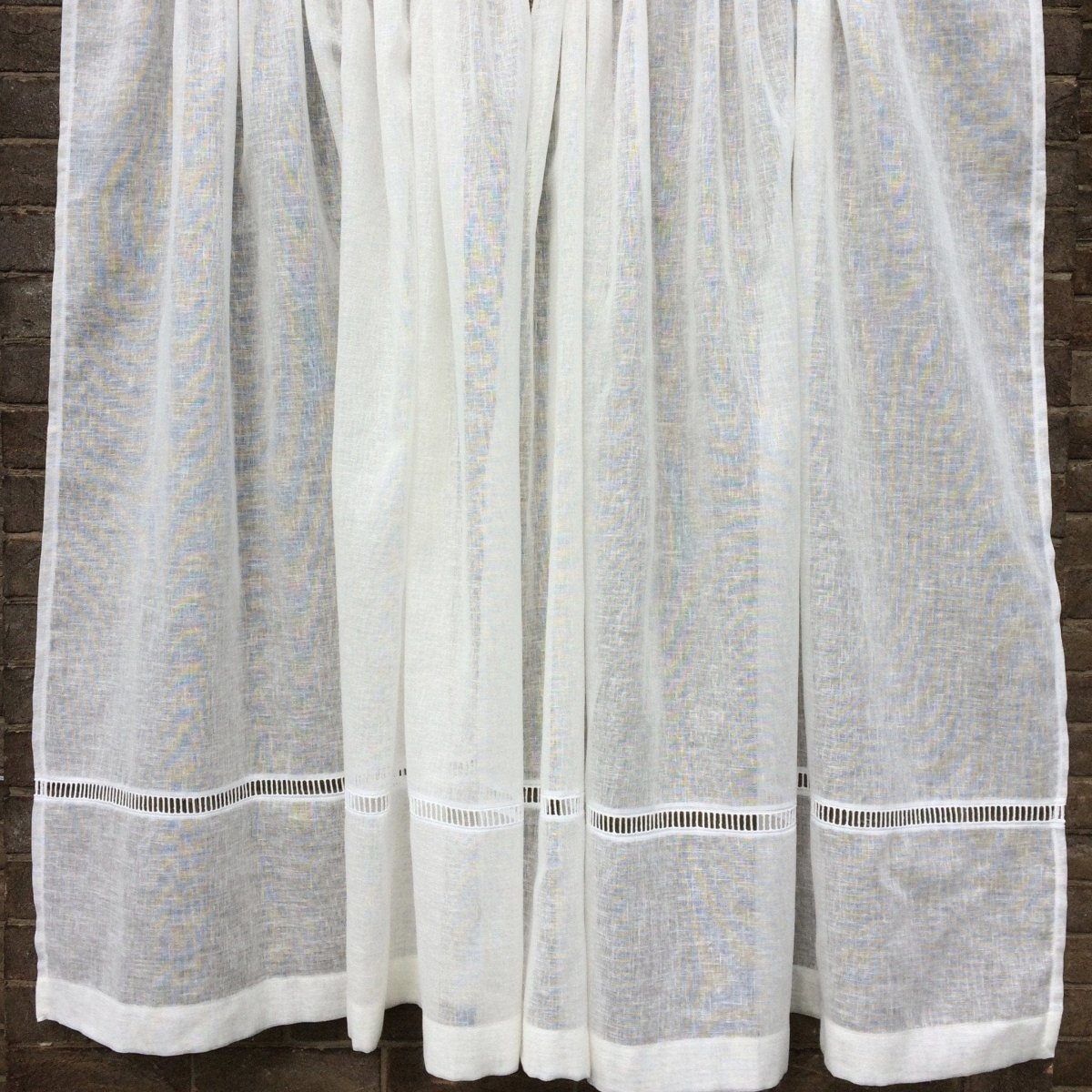 Brindley Sheer Linen Curtain Panel with Ladder Trim Bottom - Light Filtering Window Drapes for Living Room, Bedroom & Dining Room