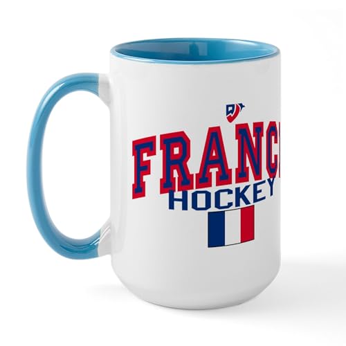 White/Blue Inside - FR France Hockey Large Mug