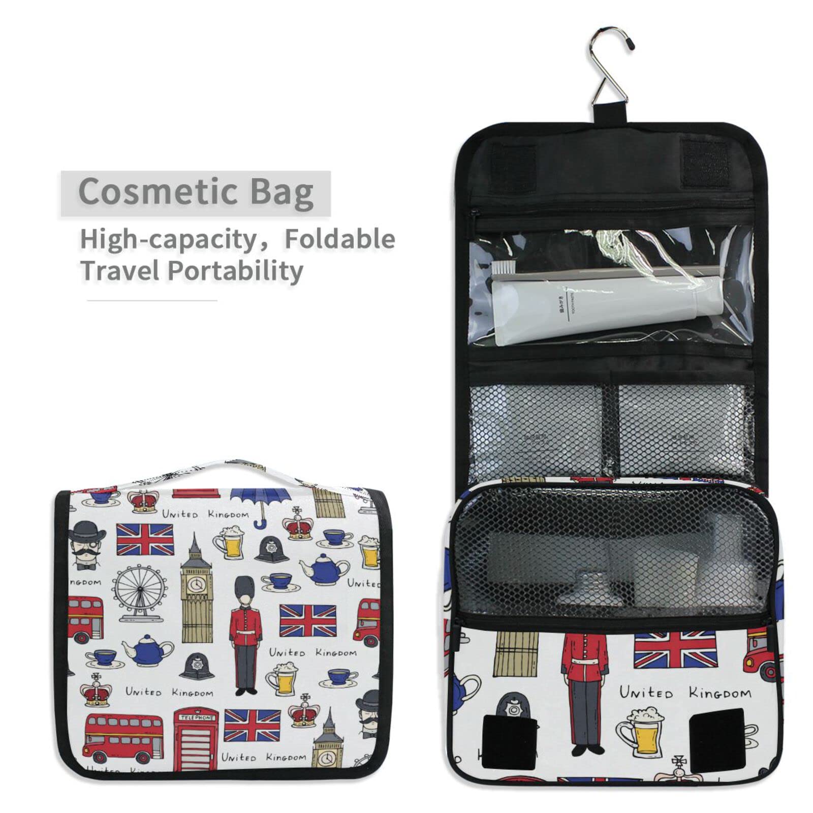 Cute Cartoon Hanging Travel Toiletry Bag with Hook - Portable Expandable Makeup Organizer, Cosmetic Case & Shower Bag for Women & Men - Perfect for Air Travel, Camping & Gym Essentials