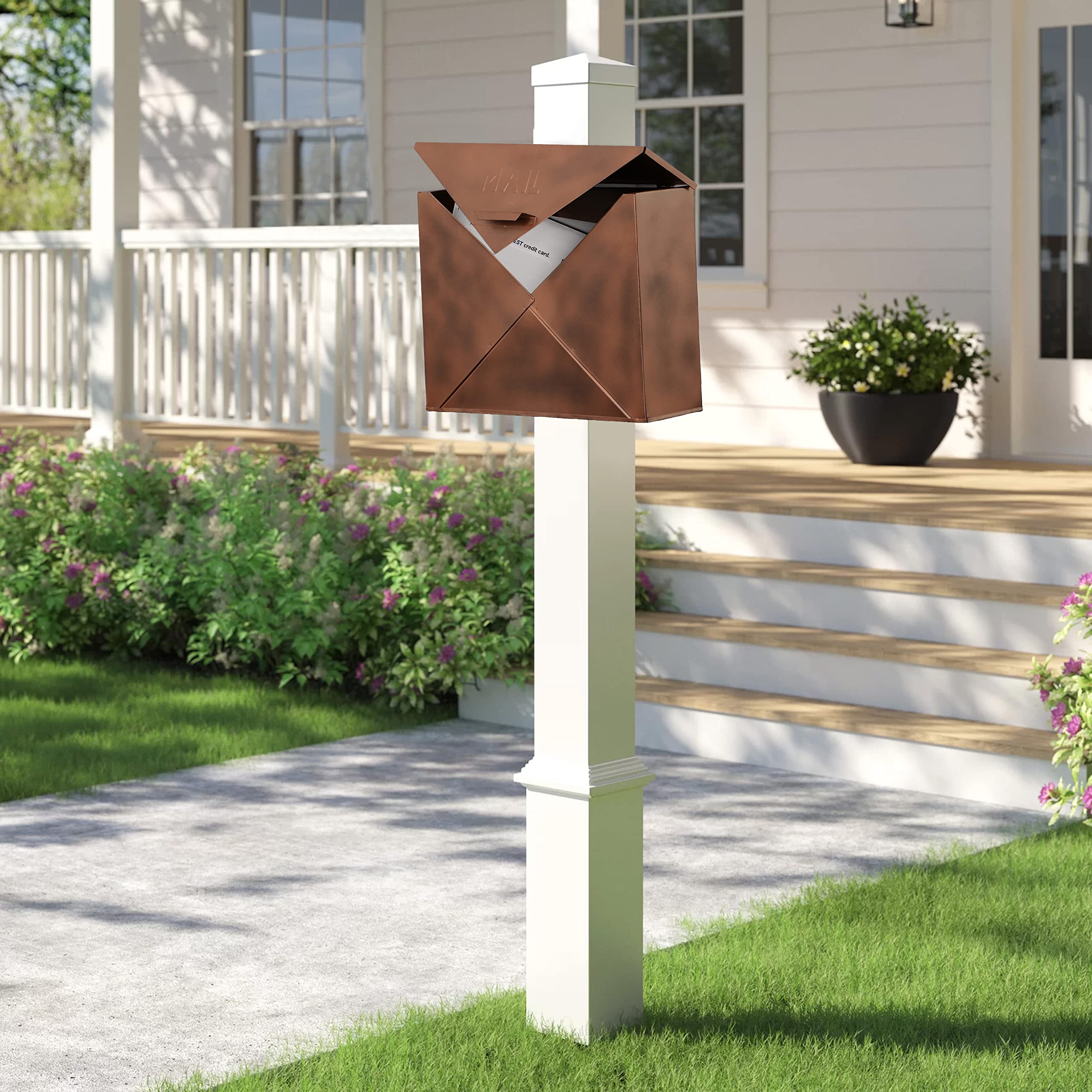 IMAX 44090 Copper Mail Box - Multi-Purpose Document Organizer, Letter Holder & Suggestion Box for Home & Office Desk - Decorative Storage Solution for Mail, Bills, Office Supplies & Small Items