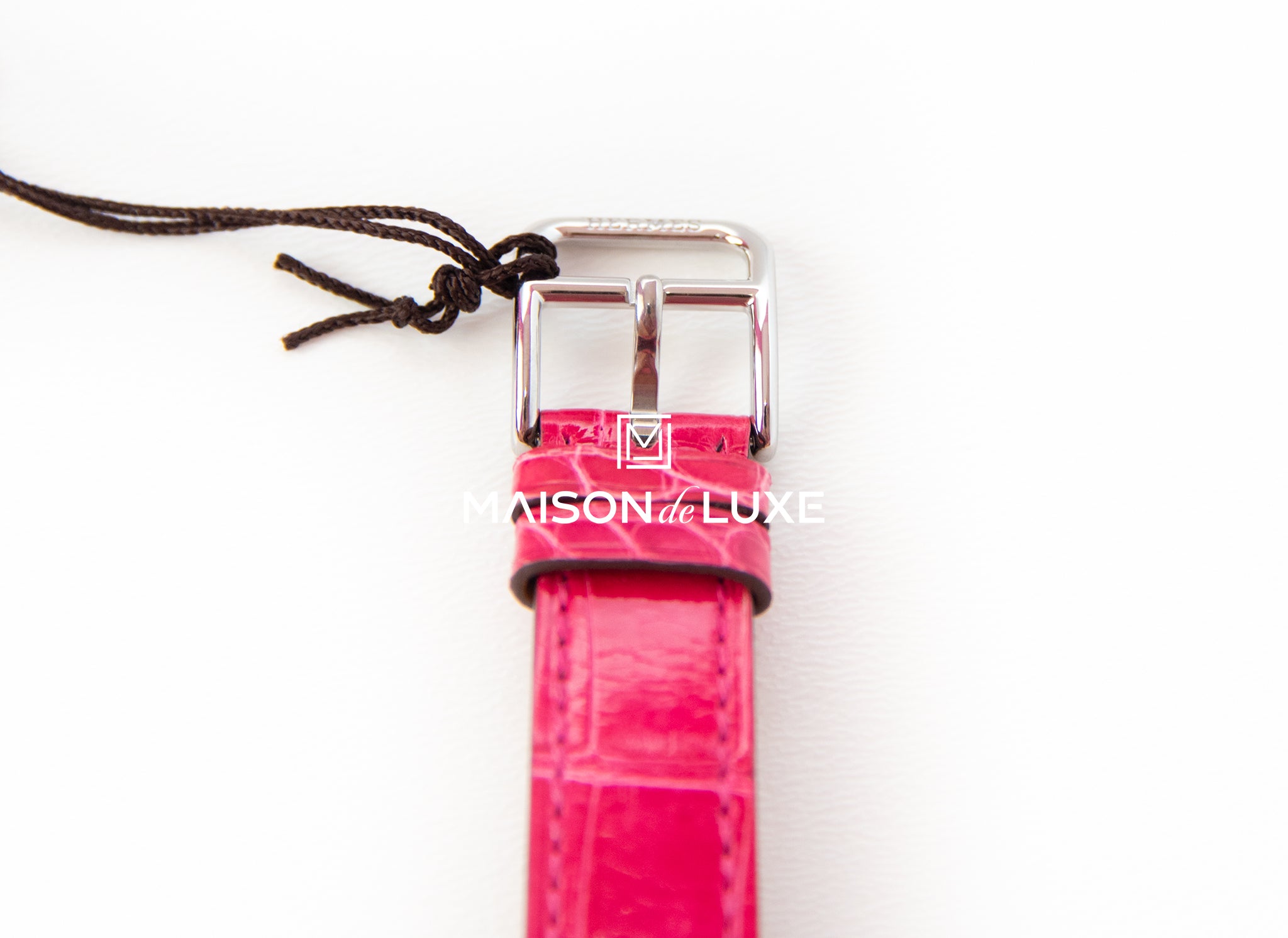 Luxury Hermes Diamond H Hour Heure Watch with Raspberry Crocodile Leather Strap - Perfect for Formal Events, Business Meetings & Special Occasions