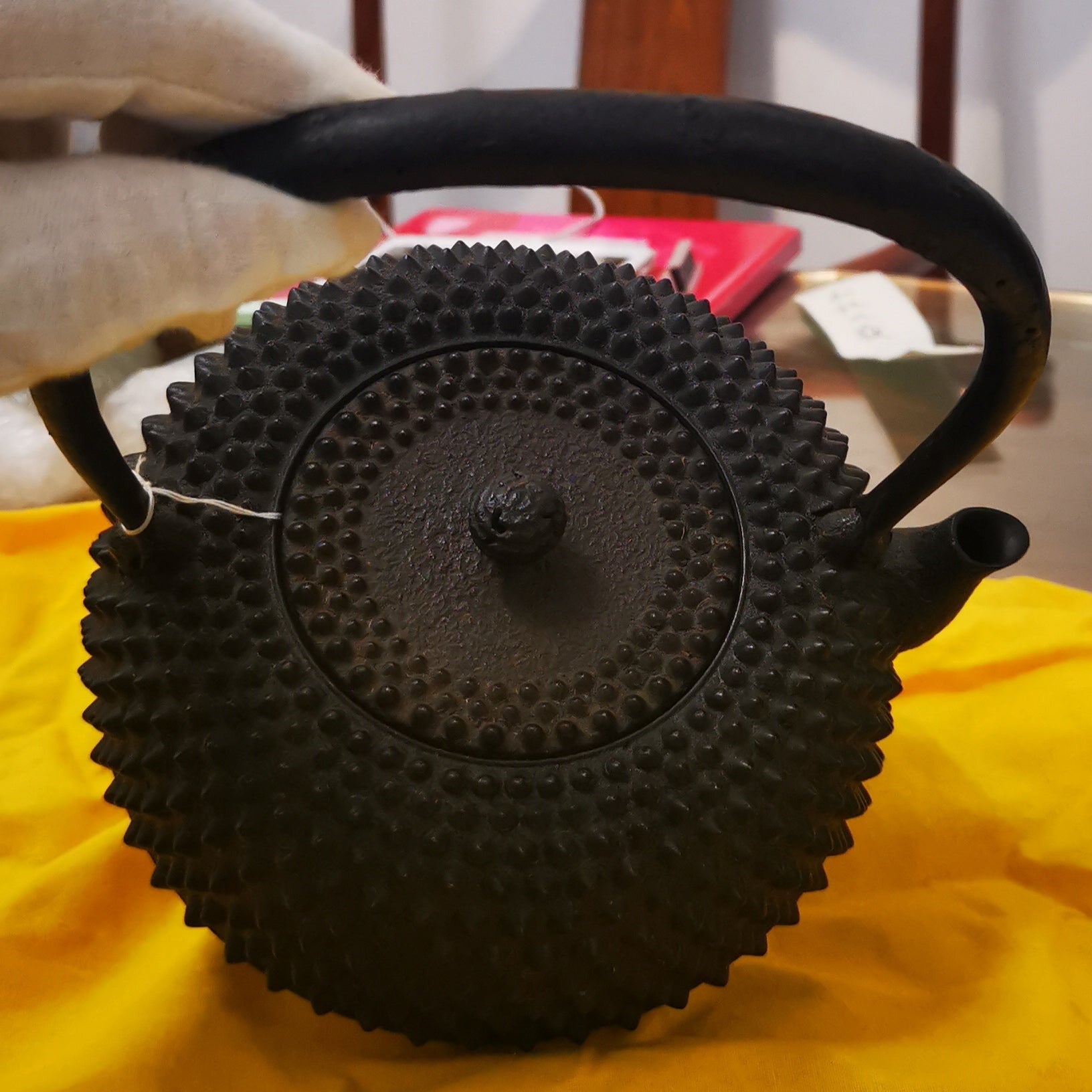 Authentic Japanese Nanbu Satetsu Tetsubin Iron Teapot - Koizumi Nizaemon 10th Gen Ōarare Mon Ubaguchi Maru Gata - Traditional Cast Iron Teapot for Tea Ceremony & Home Brewing - Perfect for Matcha, Sencha & Loose Leaf Tea
