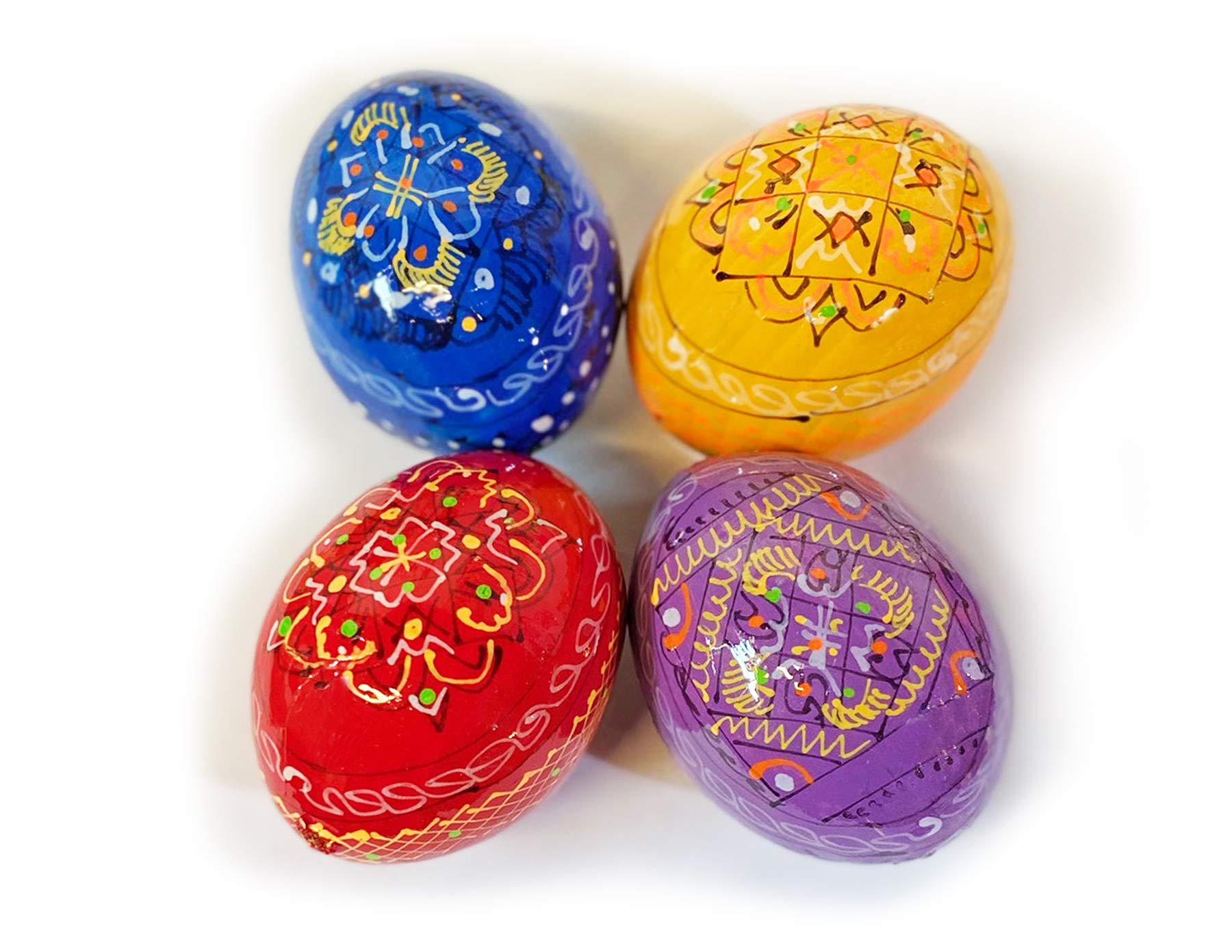 Authentic Handmade Ukrainian Wooden Pysanky Easter Eggs - 2.5/8 Inch Traditional Pysanki Decor - Perfect for Easter Decorations, Gift Giving & Home Display