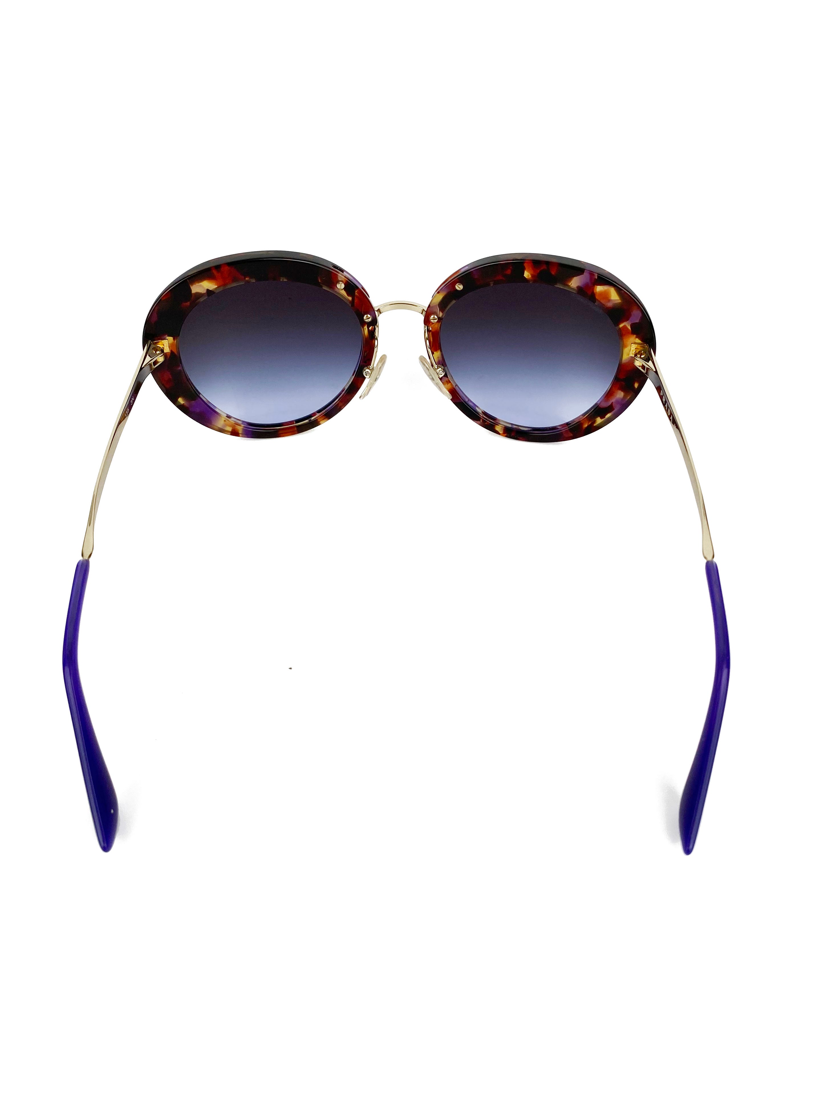 Prada SPR16Q Large Round Tortoiseshell Sunglasses for Women - Classic Designer Shades for Beach, Driving & Fashion Outfits