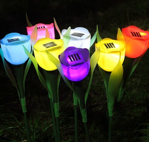 Joinwin 4-Pack Solar Powered LED Tulip Lights - Waterproof Outdoor Garden Pathway Lighting for Yard, Lawn, Patio & Landscape Decoration (Warm White) - Perfect for Walkways, Driveways & Backyard Decor