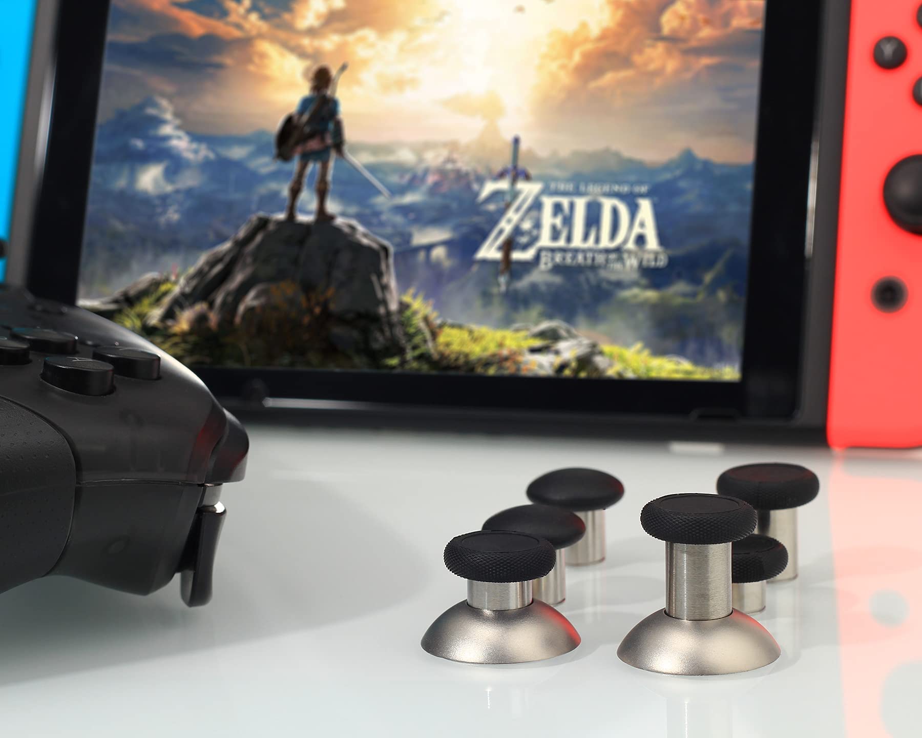 Premium Magnetic Thumbsticks Replacement for Nintendo Switch Pro Controller - 8-in-1 Interchangeable Joystick Set with Metal Caps - Durable Repair Kit for Enhanced Gaming Performance (Perfect for FPS, Racing & Action Games)