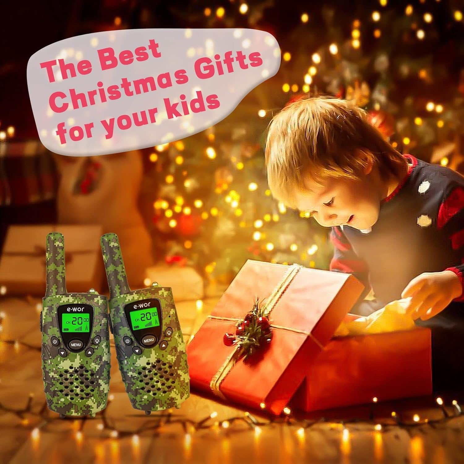 **Kids Walkie Talkies 4 Miles Long Range Rechargeable - 22 Channels with Flashlight, Adventure Toys for Boys & Girls Ages 3-12 - Perfect for Outdoor Play, Camping, Hiking & Birthday Gifts**