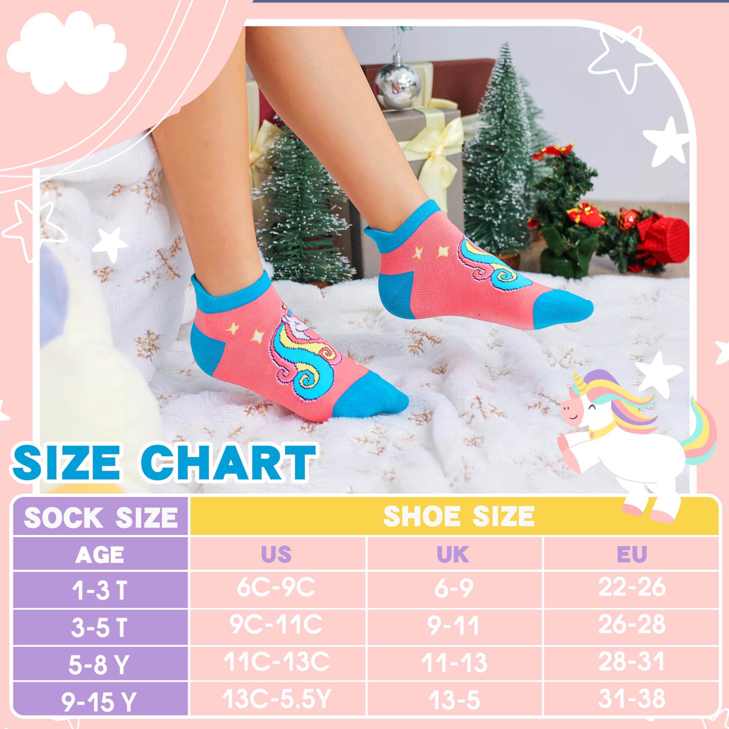 **Cute Girls Ankle No Show Socks - 6 Pairs Pack, Soft Cotton Novelty Fashion Socks for Kids - Perfect for School, Sports & Everyday Wear**