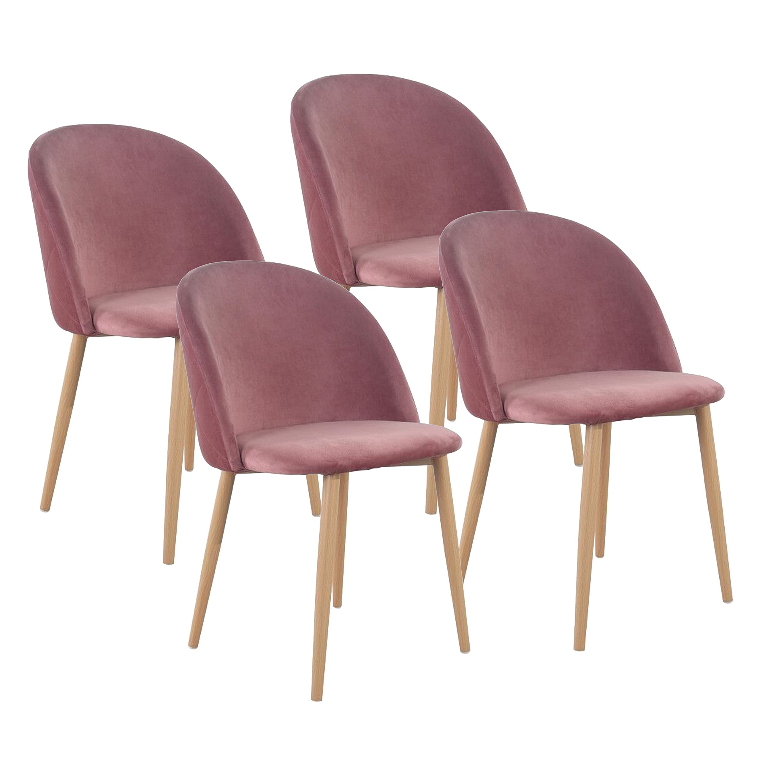 Porthos Home Jailyn Dining Room Chairs Set of 4 - Velvet Upholstered Armless Chairs with Sturdy Metal Legs | Modern & Comfortable for Small Spaces, Kitchen Nook, Breakfast Bar, and Cozy Dining Areas