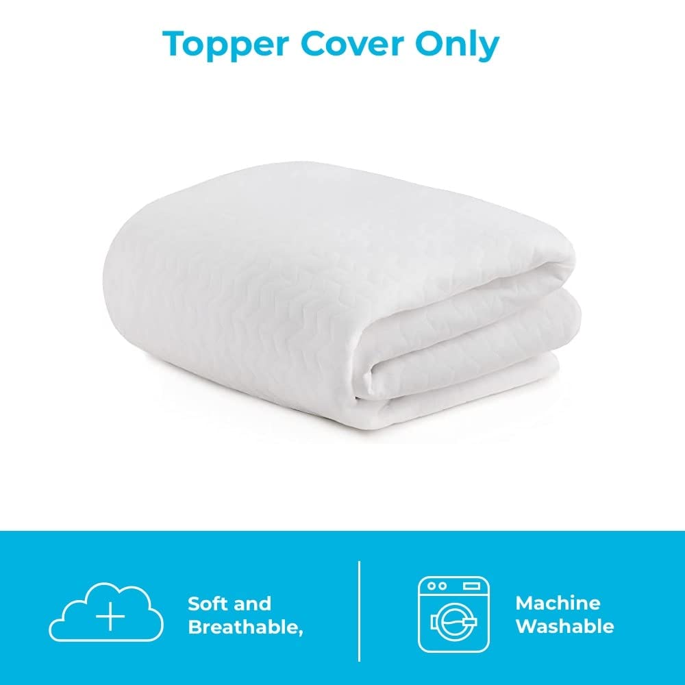 Linenspa 4 Inch California King Mattress Topper Cover - Breathable, Non-Slip, Zippered & Machine Washable - White | Perfect for Guest Beds, Dorm Rooms & Home Comfort Upgrade