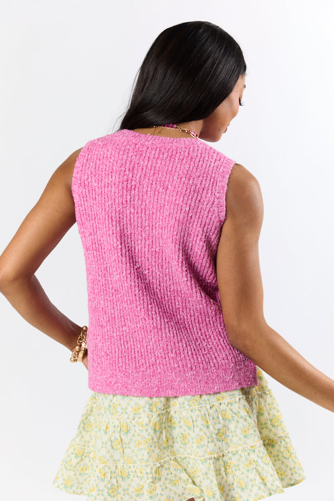 Best Day Ever Pink High Neck Sweater Tank Top for Women - Soft & Comfortable Summer Casual Wear - Perfect for Beach, Vacation & Date Nights