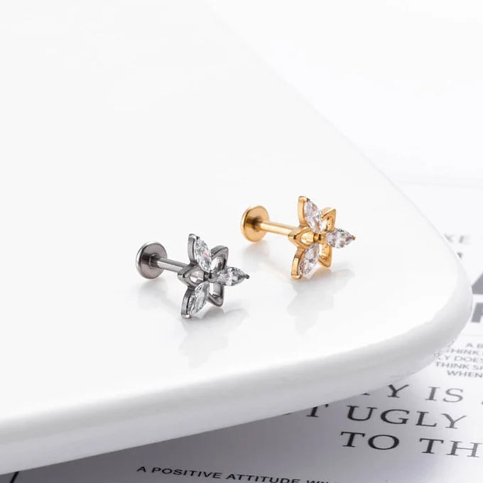 16G Cartilage Titanium Earrings - Hypoallergenic Windmill Flower Stud Earrings for Women | HSPJ545 | Perfect for Daily Wear, Parties & Special Occasions